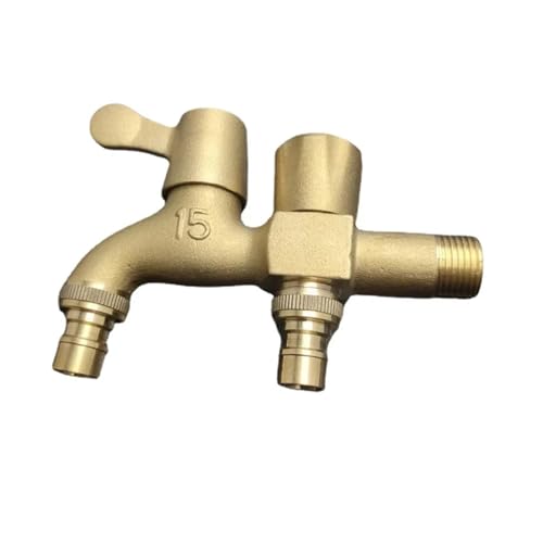 Robinet cuivre pur double sortie d'eau pour alimenter lave-linge et serpillère - 4