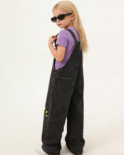 Image of OLMRJKD Toddler Girl Summer Clothes Short Sleeve Denim Overall Jumpsuit with Top Girls Spring Outfits Set