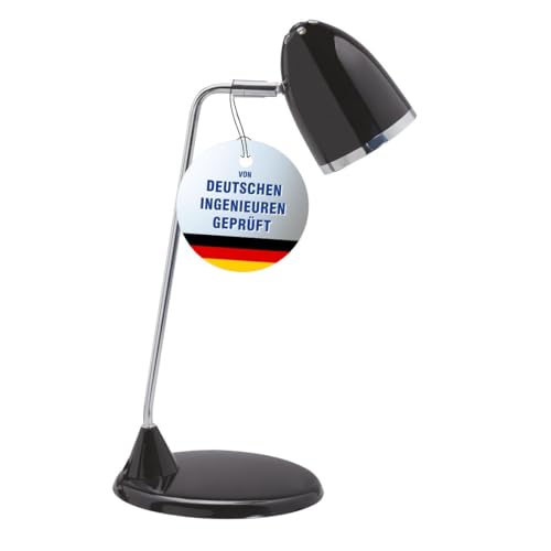 MAUL Schreibtischlampe LED Maulstarlet | Schreibtischlampe im Vintage Look | Stilvolle Lampe aus Metall mit 3000K Farbtemperatur | LED Tischleuchte mit Standfuß für Schreibtisch | Schwarz