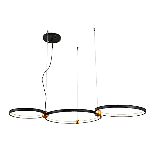 Lampe long plafond 3 anneaux black gold d'inspiration milieu du siècle