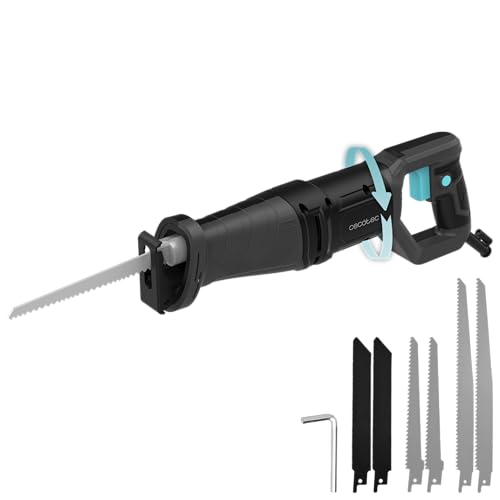 Cecotec LongFlex 710 Pro Säbelsäge 710 W, schneller Klingenwechsel, tiefe Schnitte 115 mm und effizient mit 20 mm Verlauf, drehbarer Griff, inklusive 6 Klingen