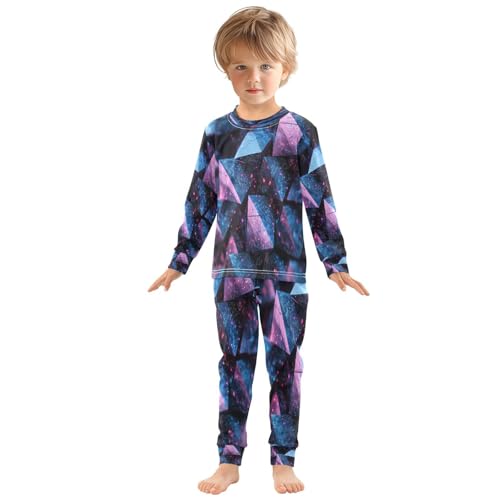 Pajama Sets Long Sleeve Pruple Blue Abstract Structure Soft Comfy Sleepwear 2 Piece PJS 3-8T2