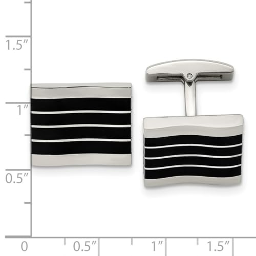 Mancuernillas rectangulares ojo de gato negras 19.5 mm miniatura 2