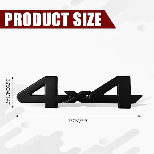 Image of 4x4 Emblem Sticker, 3D Chrome Badge Decal Sticker, 4 x 4 Emblem Nameplate Decal, 3D Metal Badge Decal for Auto Fender Bumper Front Hood Trunk, Car Exterior Accessories Universal for Most Cars (Black)