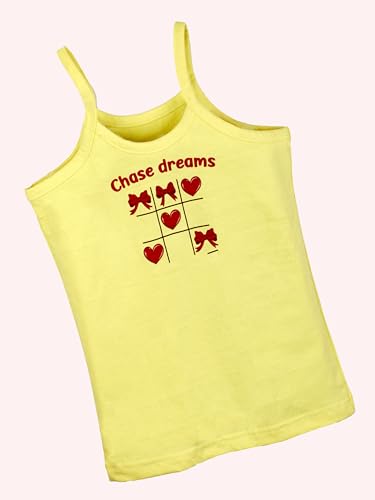 Image of KiddoPanti Girls 100% Cotton Printed Camisoles Tank Top Slips Pack of 3