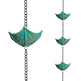 Qipade Rain Chain, 8.3ft Metal Bronze Umbrella Shape Rain Chain for Eaves Drainage, Outdoor Decor (1