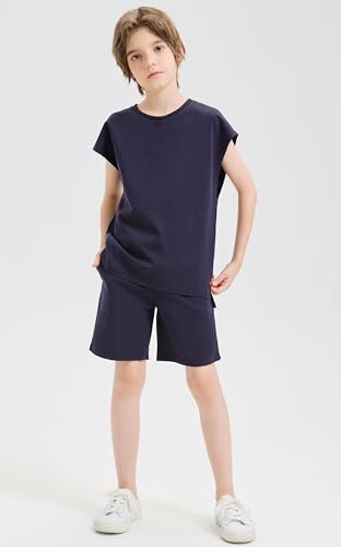 Image of DANI CHINS Boys Loose Athletic Shirt and Shorts Set Kid Outfit with Pockets