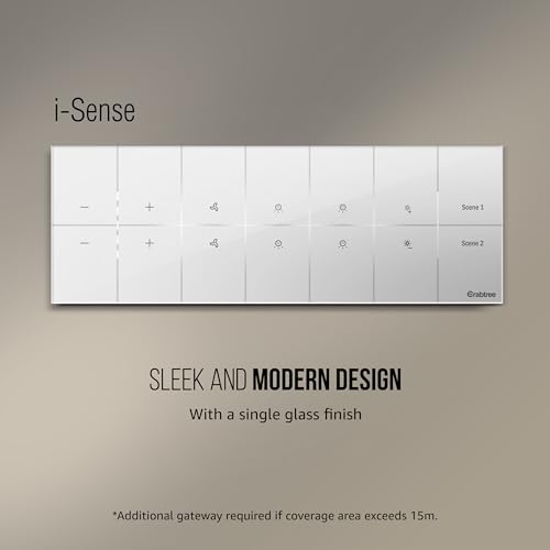 Image of Havells Crabtree iSense Smart Monoblock Touch Panel with2 Fan, 4 ON /OFF Switch, 1Dimmer, 2 scene (White) I Compatible with 8M Gang Box I Mesh connectivity I Compatible with Alexa, Google Home