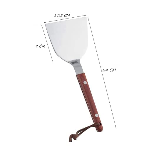 Pfannenwender Edelstahl Grillwender edelstahl Grillspachtel Grillwender Pfannenwender Metall Küchenspachtel groß Klingenmaß für Teppanyaki, Barbecue, Steak, Pizza (Silber)