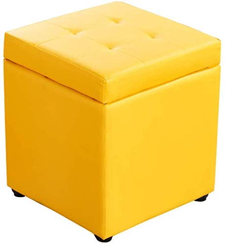 Banc coffre de pouf jaune avec charnière supérieure sécurisée