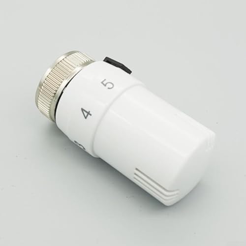 Honseadek Vanne de contrôle de température de chauffage avec connexion filetée M30 et fonction de verrouillage de la température, vanne thermostat de radiateur en plastique blanc pour eau