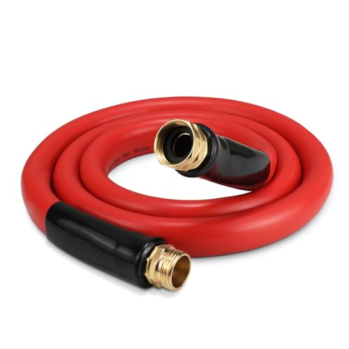 Garden Hose 5 ft x 5/8” Hot Water Hose,-50°F to 190°F,Burst 600Psi Flexible & Lightweight Upgraded Rubber Hoses,3/4” Solid Fittings for All-weather Outdoor Lawn & Garden