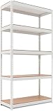 HOMEDANT 5 Tier Laminated White Metal Shelving Unit Adjustable Garage Storage Utility Rack Heavy Dut