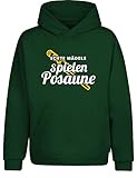 tshirtladen Echte Mädels Spielen Posaune Hoodie Kapuzenpullover, Farbe: Dunkelgrün, Größe: M