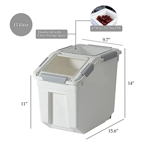 HANAMYA 15 Liter / 30 lbs Rice Storage Container with Measuring Cup