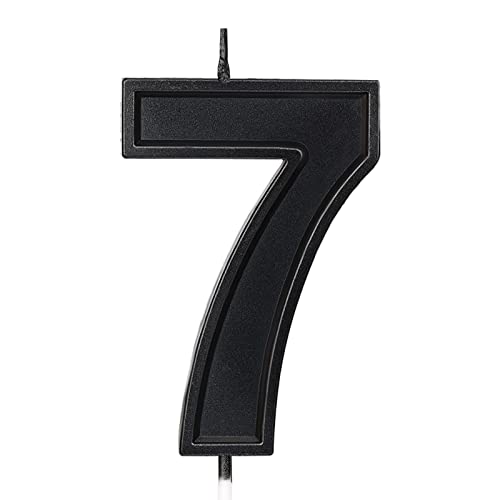 Luter 7 cm Number of Birthday Candles, Diamond Shape 3D Numbered Birthday Cake Candles Cake Decoration for Wedding, Birthday, Graduation, Party (Black)(7)