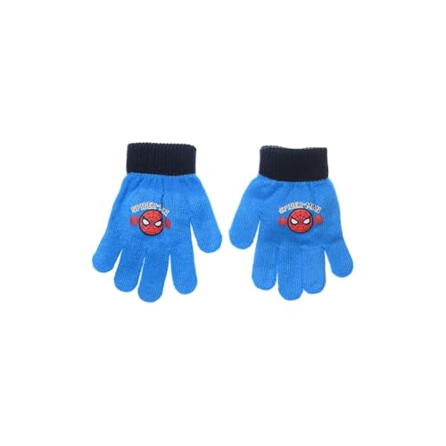 Suncity Gants d'Hiver pour Enfants Marvel Spider-Man, Tricot Extensible Acrylique et Polyester, Taille Unique 4-10 Ans, Motif Spiderman (Bleu)