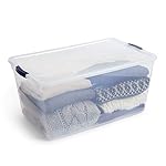 Rubbermaid Cleverstore 95 Quart Clear Stackable Large Plastic Storage Containers with Lids for Office and Home Organization, Clear (4 Pack) - Image 2