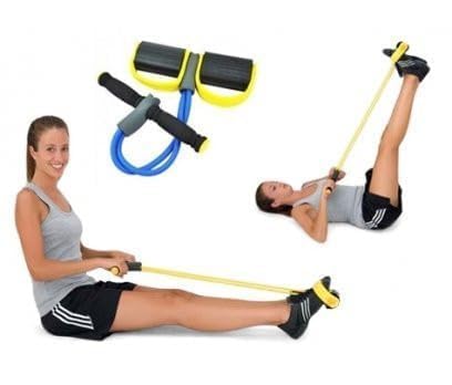 Pull Reducer Training Bands with 4 Tubes, Body Trimmer Pedal Exerciser for Arms, Core and Full Body Workout, Natural Rubber Resistance Bands for Yoga, Home Exercise and Strength Training-picture-24