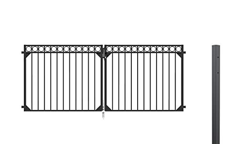 Alberts 510206 Doppeltorset Circle, zum Einbetonieren | verschiedene Höhen - wahlweise in verschiedenen Farben | anthrazit | Höhe 100 cm | Breite 3 m