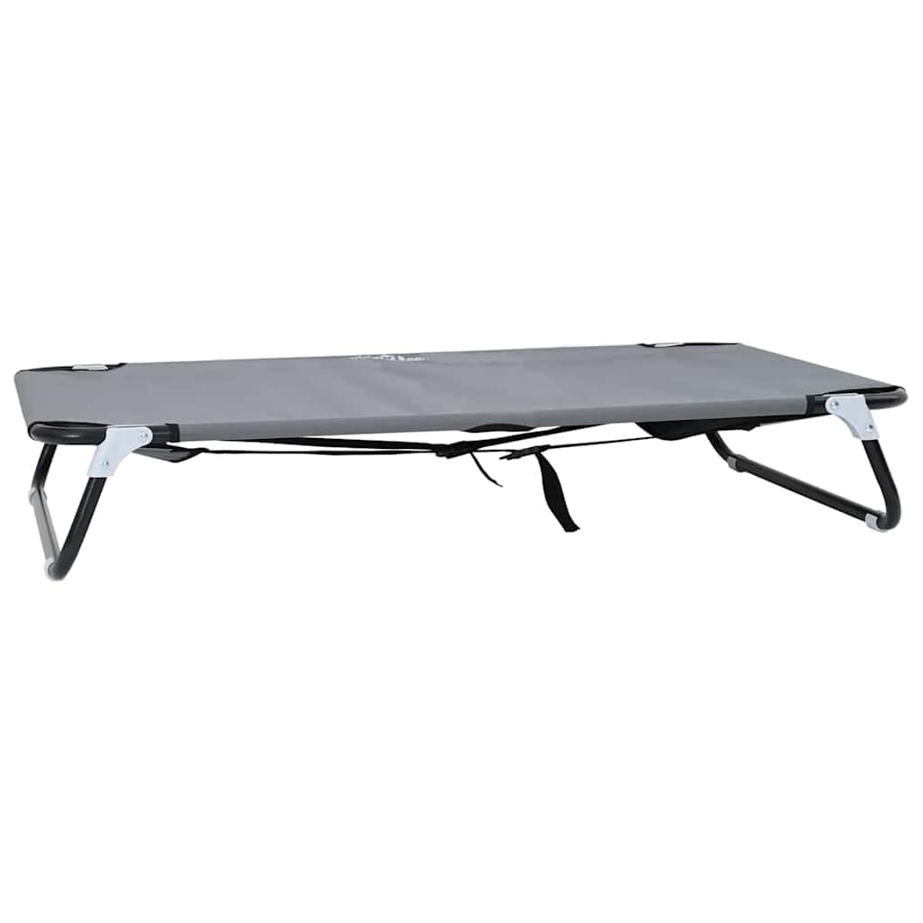 Jasnoszare składane legowisko dla psa 105 x 65 x 18 cm, podniesione stalowe, wodoodporne i antypoślizgowe, idealne do użytku wewnątrz na zewnątrz