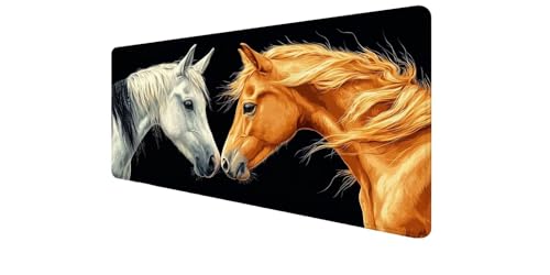 Tapis de souris XXL cheval aux finitions soignées et bords cousus durables pour bureau