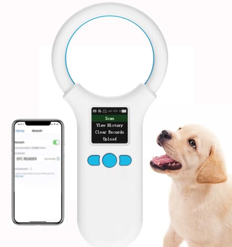 Pet Microchip Scanner, RFID Dog and Cat Microchip Reader, Supports EMID, FDX-B（ISO11784/11785） Microchips, for Animal Management Bluetooth Wireless Connected