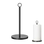 Kitchen Roll Holder – Black Stainless Steel Paper Towel Holder Stand, Free Standing Black Roll Holder for Kitchen Countertop, Bathroom, Bar & Outdoor Use, Fits Standard & Large Rolls