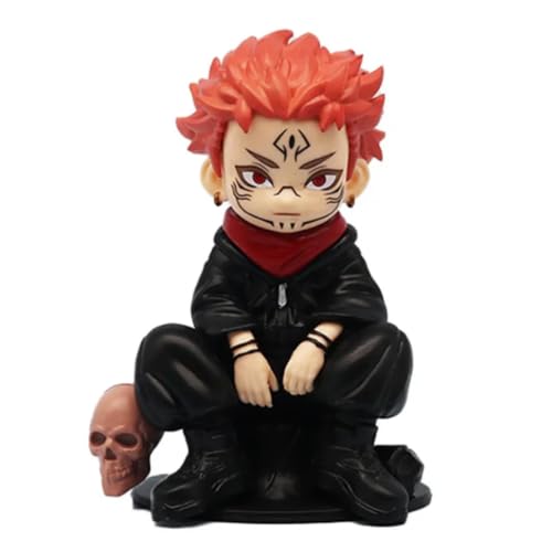 Image of FUNFOB Jujutsu Kaisen Yuji Itadori Action Figure Height - 12cm Collectible for Anime Fans Manga Weeb PVC Multicolour | Yuji Sitting Skull