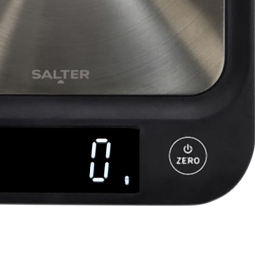 Salter Compact Digital Kitchen Scale - 5kg Capacity, Slim Design Baking & Cooking Food Scale, Stainless Steel Platform, Easy Read LCD Display, Add & Weigh Function, Measure Liquids, Includes Batteries