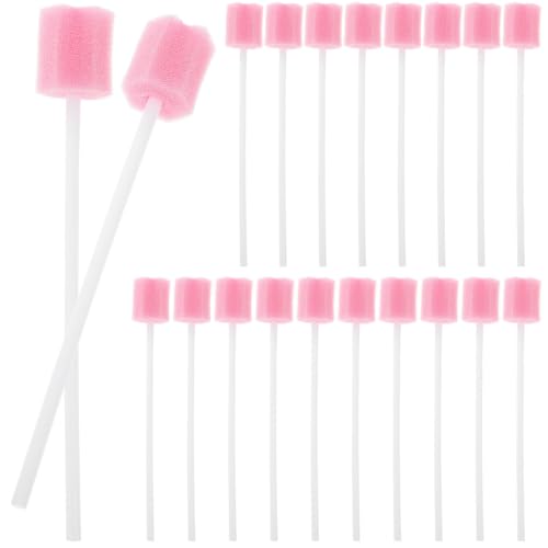 Gadpiparty Disposable Gently Clean Teeth and Gums Pink Sponge 200pcs Mouth Swabs with 6 Angle Shaped Sponge and Plastic Material for Oral Care for Household Supplies and Electronic Industry