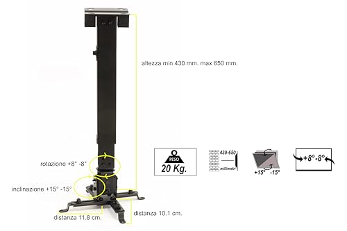 Soporte proyector pared regulable Link Accessori LKBR04 negro orientable de 43 a 65 cm 5