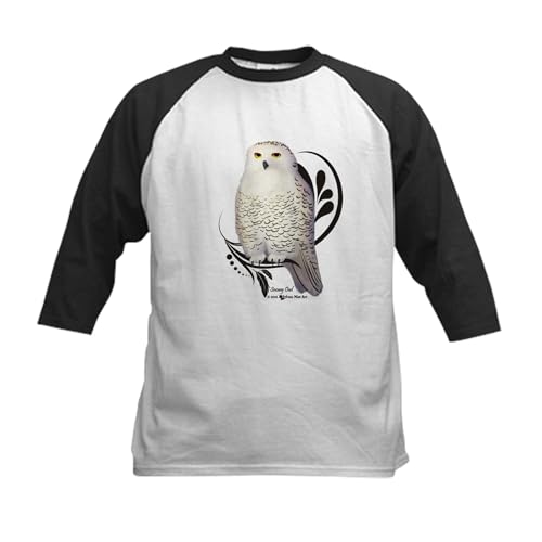 CafePress Snowy Owl Baseball Jersey Kids Cotton Baseball Jersey, 3/4 Raglan Sleeve Shirt Black/White