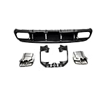 Rear diffuser bumper lip W176 A45 Style Rear Bumper Diffuser Exhaust Tips Compatible with Benz A Class W176 A160 A180 A200 A250 AMG Sport 2013-2018(Chrome exhaust tips)