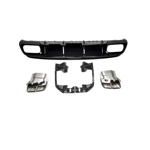 Rear diffuser bumper lip W176 A45 Style Rear Bumper Diffuser Exhaust Tips Compatible with Benz A Class W176 A160 A180 A200 A250 AMG Sport 2013-2018(Chrome exhaust tips)