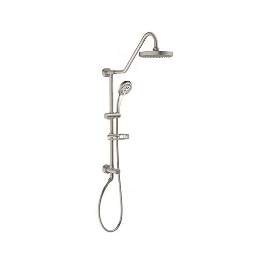 PULSE ShowerSpas 1011-III-BN Kauai III Shower System with 8" Rain Showerhead, 5-Function Hand Shower, Adjustable Slide Bar and Soap Dish, Brushed Nickel Finish