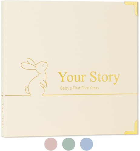Image of Baby Book Keepsake Boy or Girl Timeless Baby Memory Book First 5 Years for Baby Shower Gender Neutral Baby Scrapbook New Mom Gift Baby Journal from Birth to Age 5 Milestone Book Beige