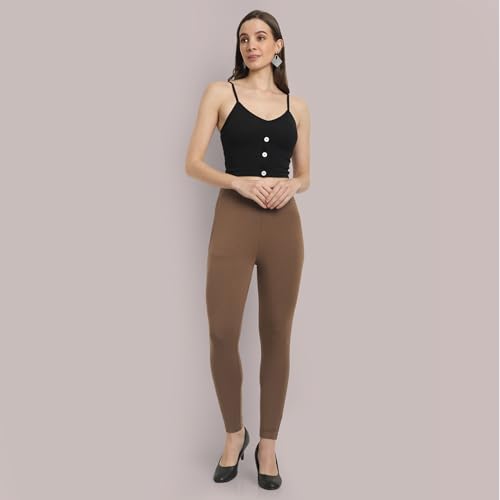 Image of ONE SKY Women Ankle Length Leggings | Premium Cotton Modal Spandex Blend | High Waist Stretchable & Bio-Washed Fabric | Colour-Lock | Ethnic Leggings for Women