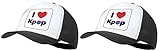 Tamaño: Adulto regulable. MERCHANDMANIA Pack 2 Gorras Negras I Love KPOP Korea Music Cap