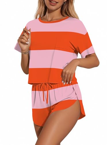 Image of Ekouaer Womens Pajama Sets Sexy Lounge Sets Side Split Short Pj Sets Cute Pjs 2 Piece Comfy Sleepwear Loungewear