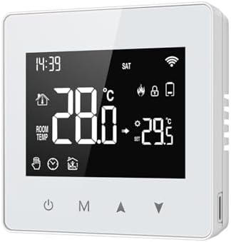 Tuya WiFi Smart Programmable Thermostat LED Display Adjustable Temperature Controller Wireless Battery Powered Voice Control Compatible with Alexa Home for Water Gas Boiler