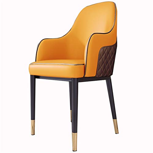 Sillas de comedor de cuero impermeables, sillón moderno con patas de metal para cocina y sala de estar, elegante y asiento (color: E)