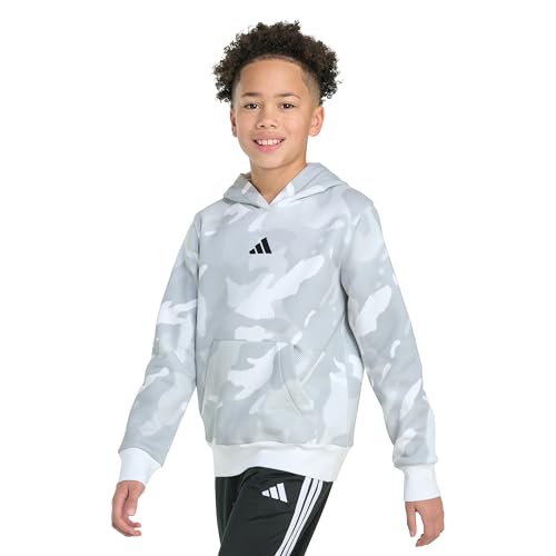 adidas Boys' Long Sleeve Halftone Camo Printed Fleece Pullover Hoodie3