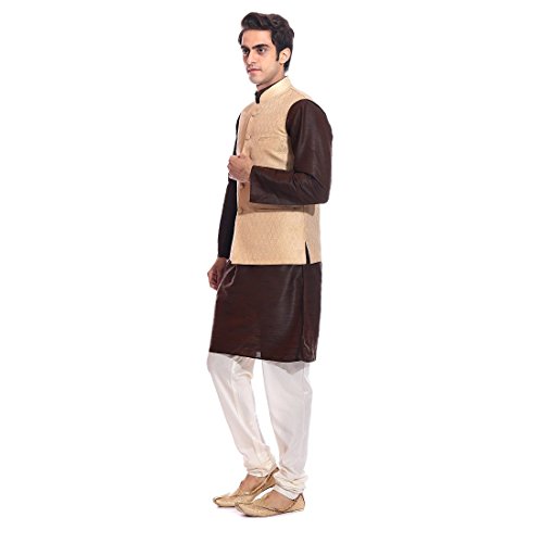 Pijama kurta de seda marrón con chaqueta Talla 40 para hombre 3