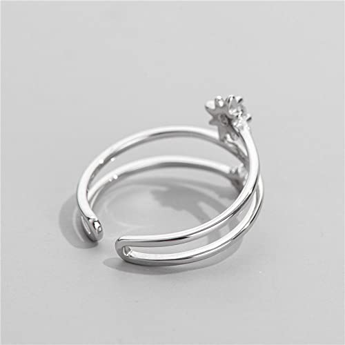 Bague en argent S925 ajustable à double couche d'étoiles élégante - 2