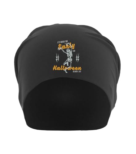 Bonnet Halloween Dancing Skeleton en coton léger noir idéal pour vos soirées d'automne