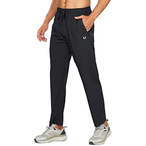 NORTHYARD Men's Athletic Running Joggers Workout Gym Pants Lightweight Jogging Track Casual Pant with Zipper Pockets Black L Cover