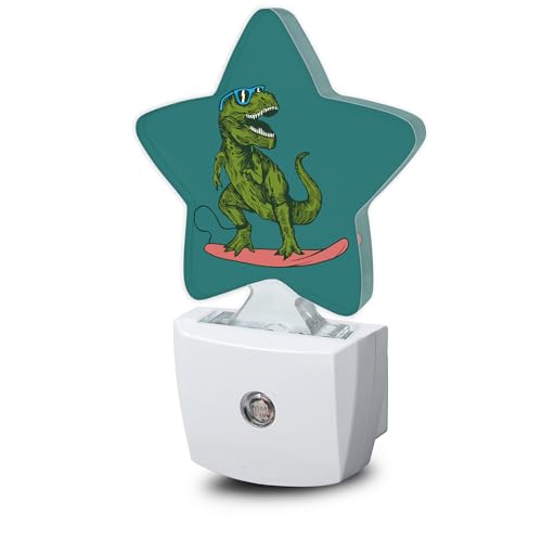 Image of Dinosaur Green Night Light Plug-in Dusk to Dawn Smart Sensor White Led Nightlight for Bedroom Bathroom Kitchen Hallway Stairs Energy Efficient Decor Desk Lamp