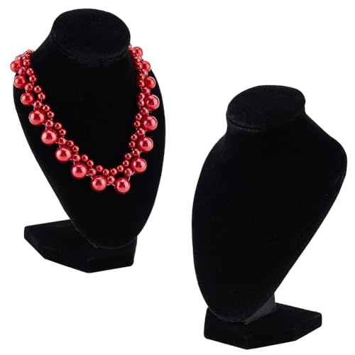 PandaHall 2pcs Présentoir de Collier de Velours Collier Buste Titulaire Présentoir à bijoux noir...