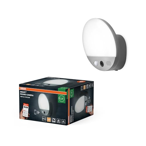 Osram SMART+ Außenleuchte mit HD-Kamera und Bewegungsmelder, WiFi-Steuerung, warmweißes Licht 3000K, IP44-Schutz für Haustür und Garage
